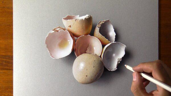 Drawing Eggshells so Realistic That You Would Like to Crush Them | Marcello Barenghi