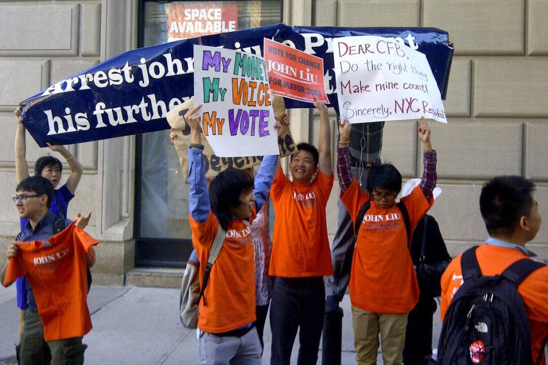 John Liu Supporters Heckle, Block Protesters