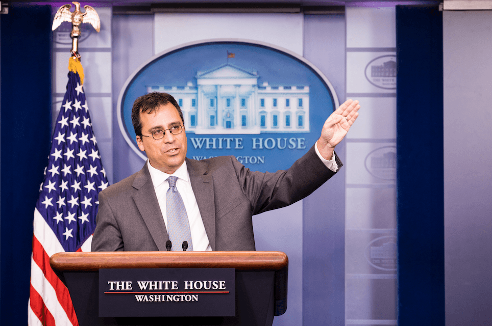 Francis Cissna, director of United States Citizenship and Immigration Services during a White House press briefing in Washington on Dec. 12, 2017. (Samira Bouaou/The Epoch Times)