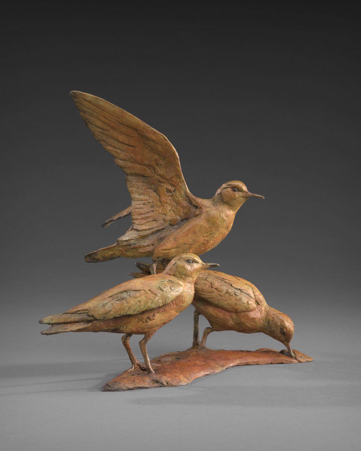 <span style="color: #000000;">"Life's a Beach and Then You Fly (Sandpipers)" by Walter Matia.</span> Bronze Edition, 12/24; 9.5 inches by 10 inches by 9 inches. (Courtesy of Tim Newton)