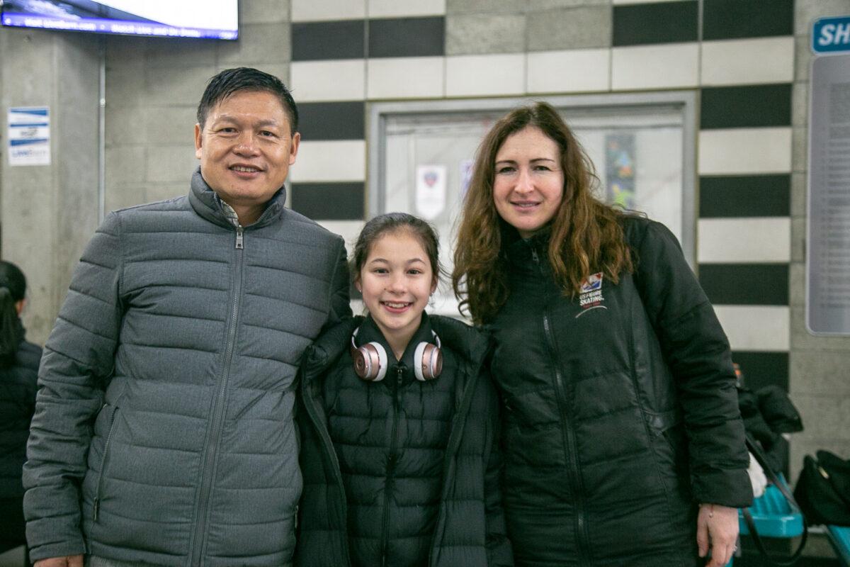 Arthur Liu (L) and his daughter, Alysa Liu (C), in an undated photo. (Cao Jingzhe/The Epoch Times)