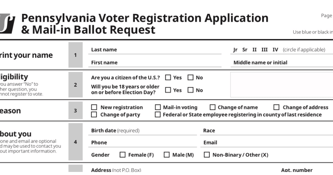 Pennsylvania Abruptly Changes Voter Registration Form, Combines With Mail-In Ballot Application
