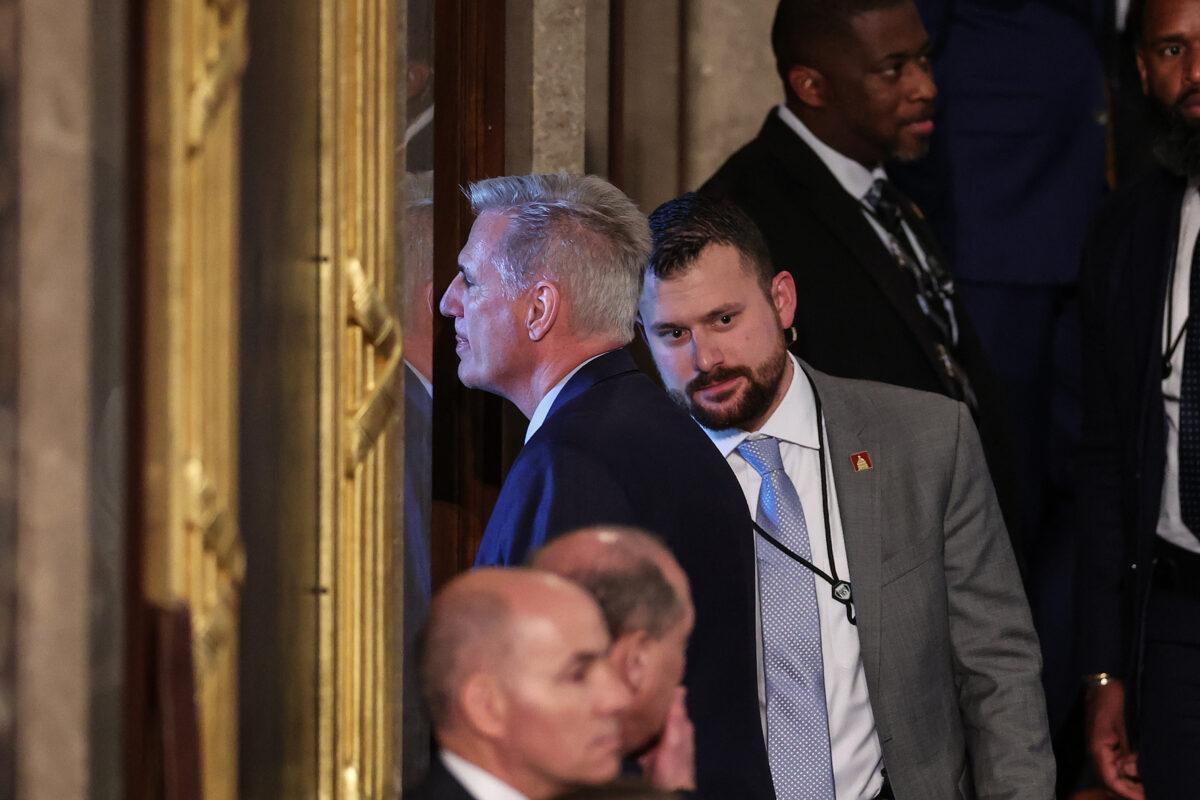 U.S. House Republican Leader Kevin McCarthy (R-Calif.) walks out of the House Chamber during the fourth day of elections for Speaker of the House at the U.S. Capitol Building in Washington on Jan. 6, 2023. (Win McNamee/Getty Images)
