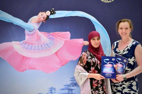 Nafeesa Akhtar and Caroline Borkett-Jones enjoyed Shen Yun Performing Arts at the Kiri Te Kanawa Theatre in Auckland, New Zealand, on April 20, 2023. (Li Menxin/The Epoch Times)