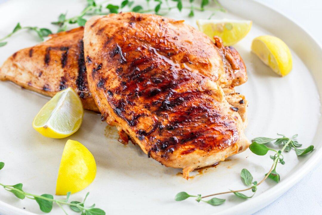 Grilled Chicken with Greek Tomato Salad and Brown Rice