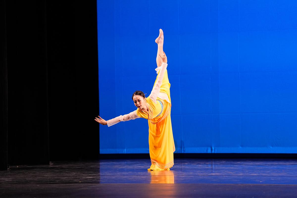 Grace Huang participates in the preliminary round of the NTD International Classical Chinese Dance Competition in Purchase, New York, on Sept. 8, 2023. (Larry Dye)