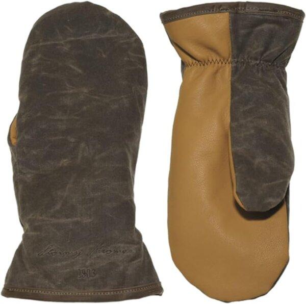 Stormy Kromer Waxed Tough Mitts - Water-Resistant, Goatskin Palm, Warm, Winter Mittens
