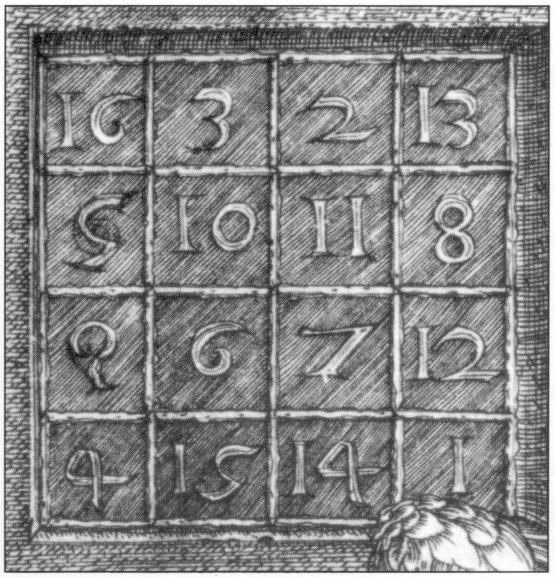 The Magic Square in Durer's "Melencolia I." (Public Domain)