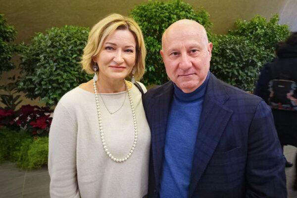 Tiana and Claudio Marinangeli at Shen Yun Performing Arts at Teatro del Maggio Musicale Fiorentino, in Florence, Italy, on Dec. 30, 2023. (Leo Botna/The Epoch Times)