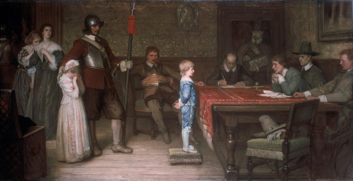 "A Roundhead inquisitor asks a son of a Cavalier 'And when did you last see your father?'," 1878, by William Frederick Yeames. Oil on canvas. Walker Art Gallery, Liverpool, England. (Public Domain)