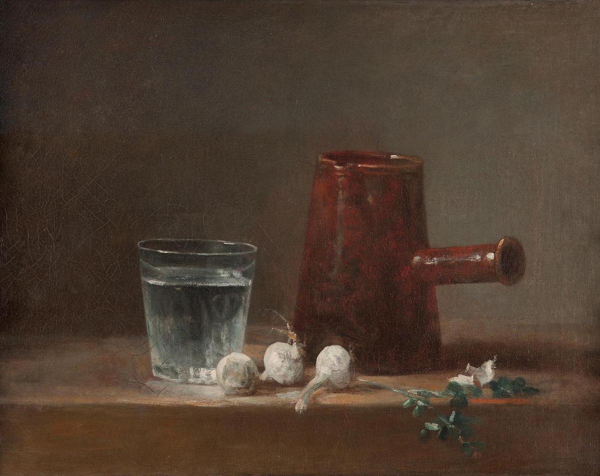 "Glass of Water and Coffeepot," circa 1761, by Jean-Baptiste-Siméon Chardin. Oil on canvas; 12 ¾ inches by 16 ¼ inches. Carnegie Museum of Art, Pittsburgh. (Public Domain)