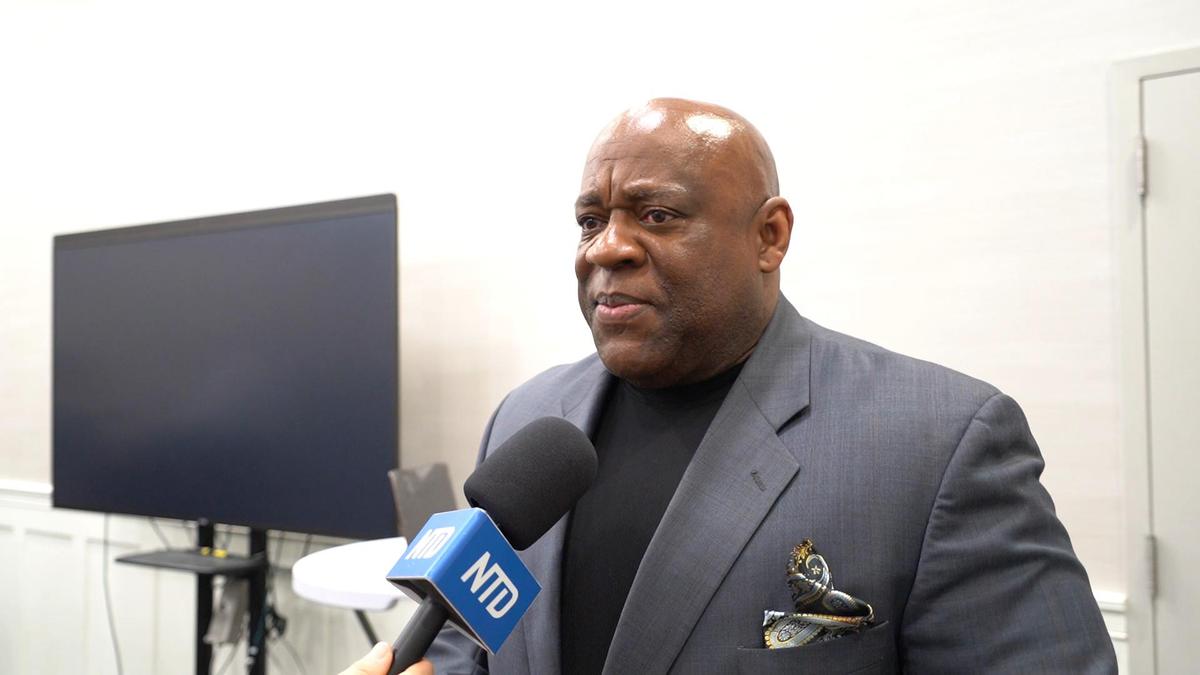 Scott Glenn, the assistant Professor of Business at GBC and Former U.S. Marine, attended the documentary screening of “Medical Genocide” at Goldey-Beacom College (GBC) in Delaware on April 10, 2024. (Andrew Li/The Epoch Times)