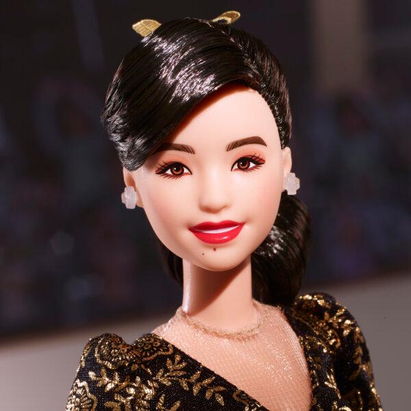 This image provided by Mattel in April 2024 shows the company's Kristi Yamaguchi Barbie doll. (Mattel via AP)