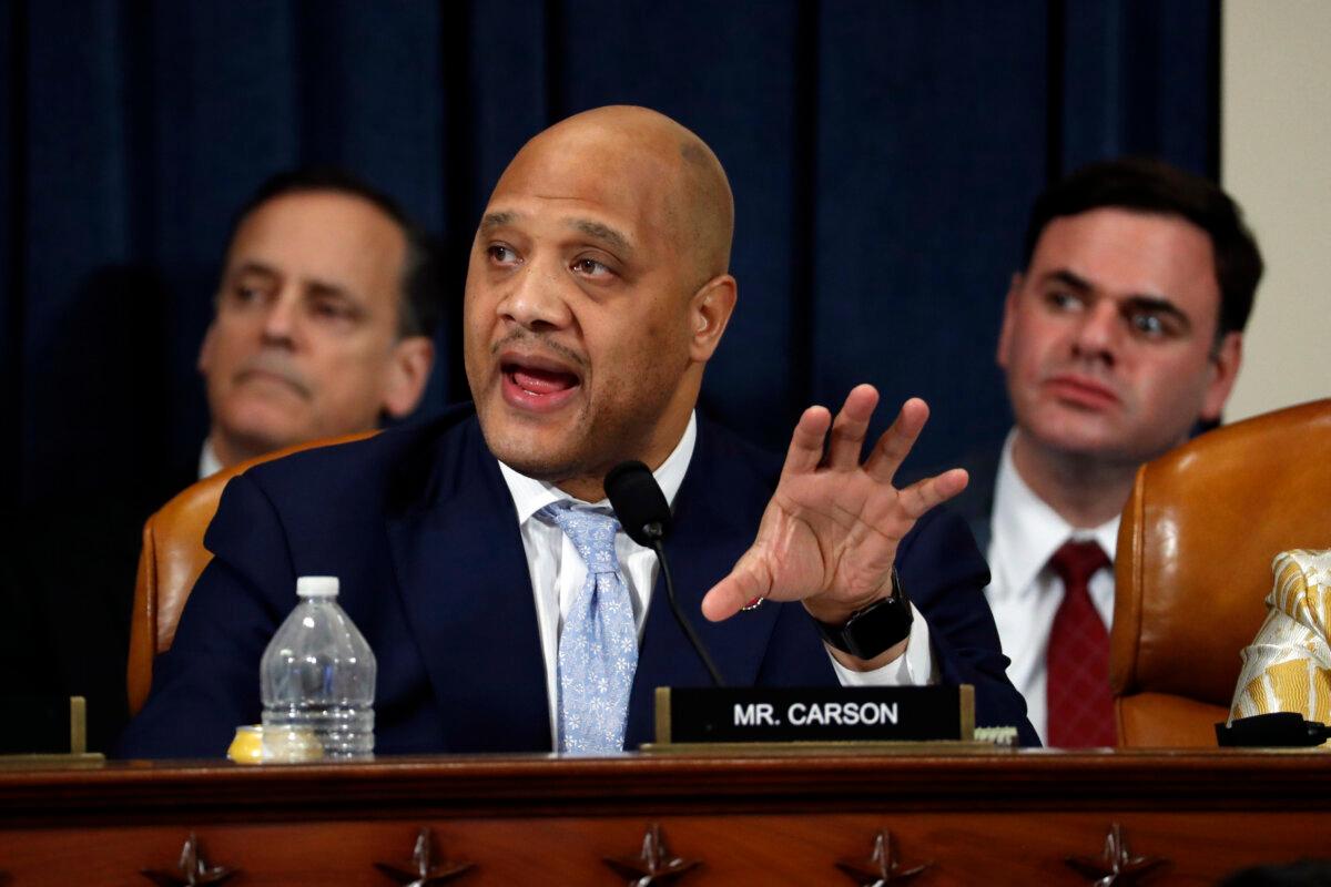 Rep. André Carson (D-Ind.) during a hearing on Capitol Hill on Nov. 19, 2019. (JACQUELYN MARTIN/POOL/AFP via Getty Images)