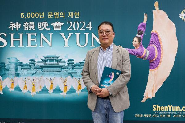 Park Jae-han at the Shen Yun Performing Arts performance at Gumi Arts Center—Grand Hall on May 5, 2024. (Jin Guohuan/The Epoch Times)