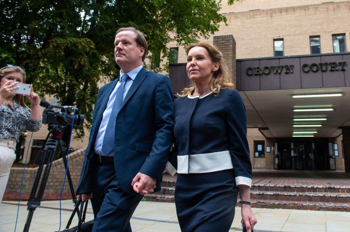 Natalie Elphicke accompanying her then-husband Charlie Elphicke to Southwark Crown Court where he was on trial for sexual assault, in London on July 20, 2020. (Dominic Lipinski/PA)
